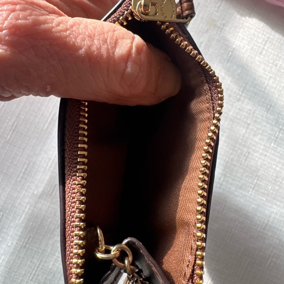 Coach Brown Monogram Card Case with Keyring - Picture 3 of 4